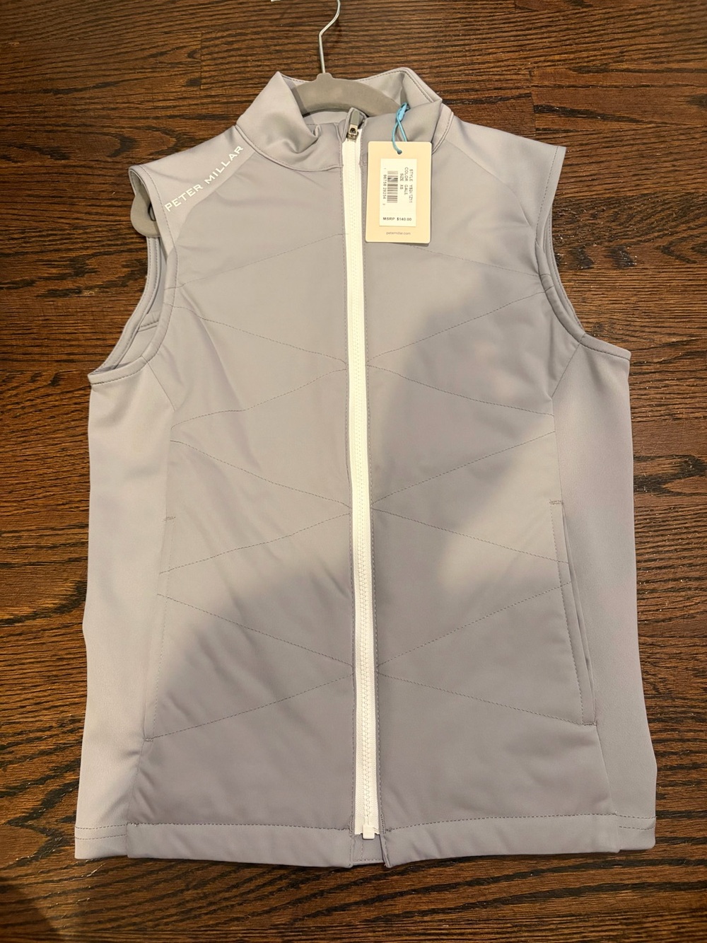 Peter Millar Women's Light Gray Quilted Zip-Front Vest